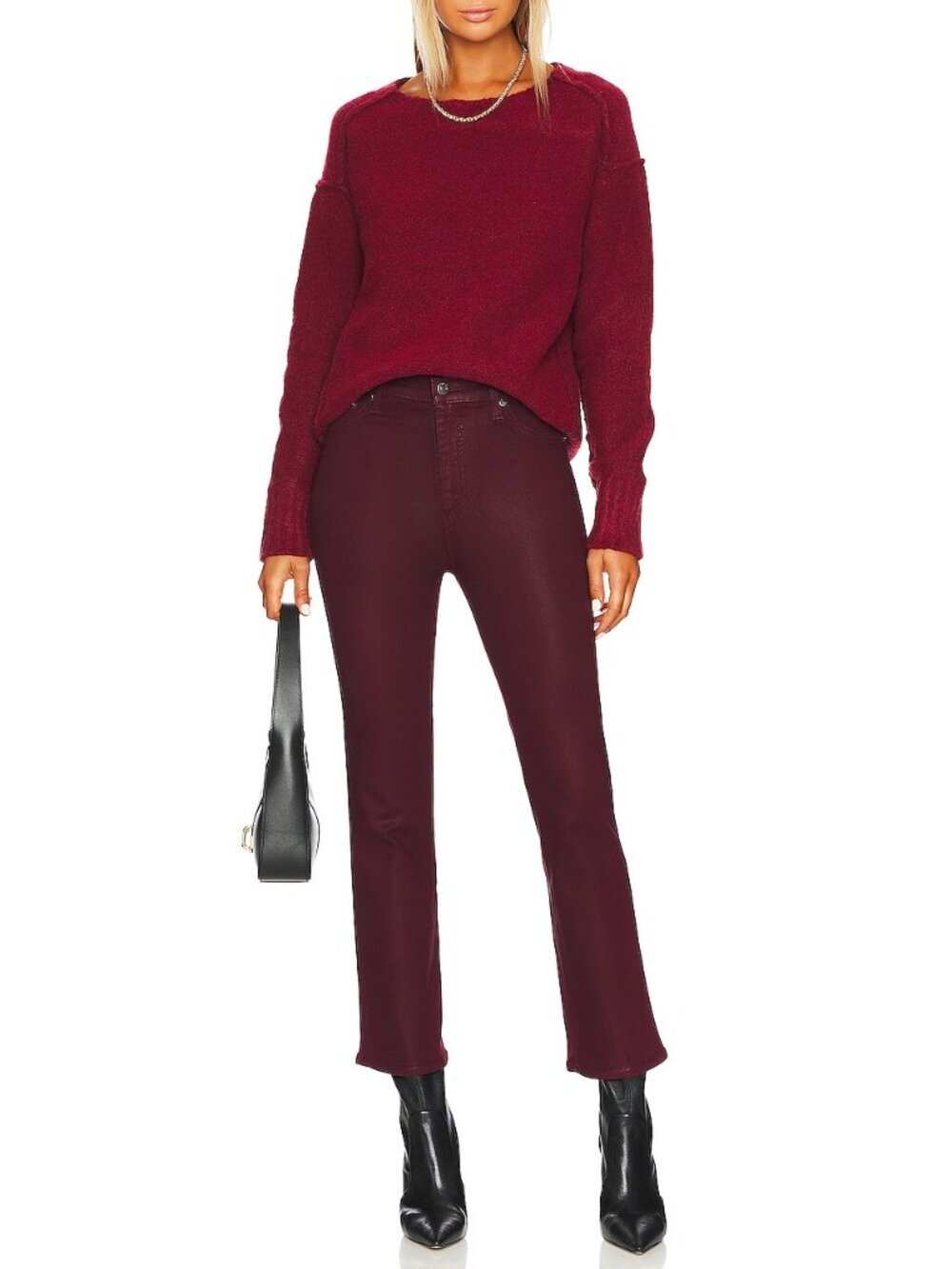 Pistola Burgundy Coated Cropped Ankle Pants Size 32 NWT Wine 5-Pocket